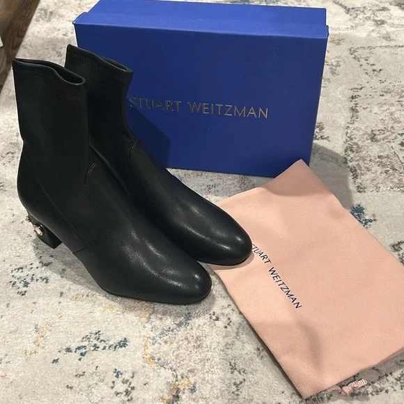 Stuart Weitzman Allshine 60 Leather Bootie in black size 7 NWT - Picture 4 of 13